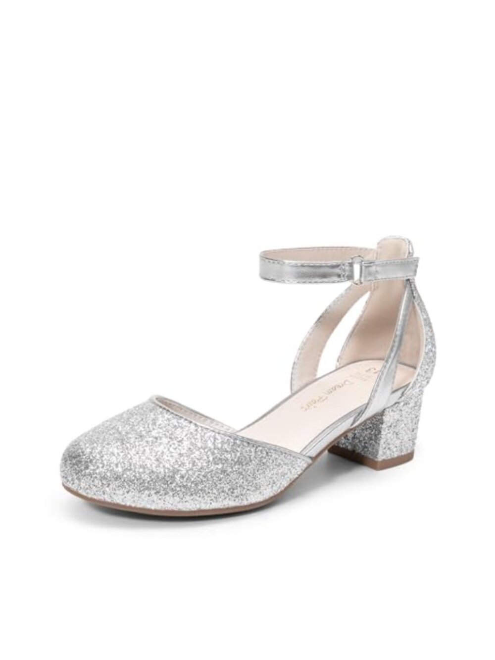 Girls Dress Shoes Closed Toe Block Heel Ankle Strap Formal Flats